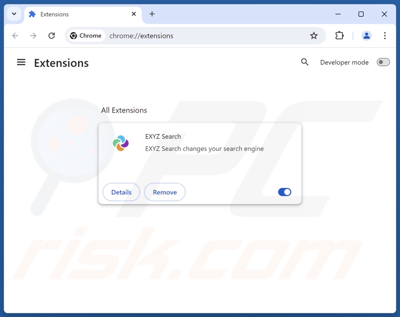 Entfernen von Google Chrome-Erweiterungen im Zusammenhang mit exyzsearch.com