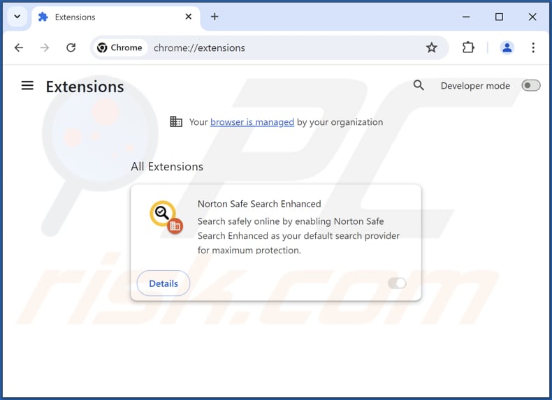 Entfernen der gefälschten Erweiterung Norton Safe Search Enhanced aus Google Chrome Schritt 2