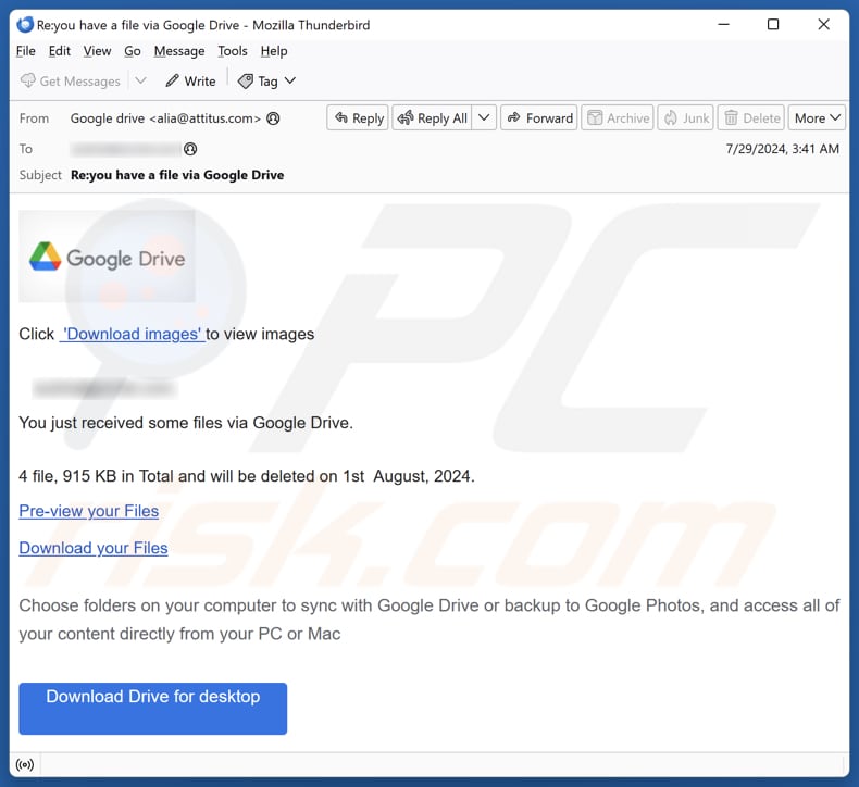 Google Drive E-Mail Spam Kampagne