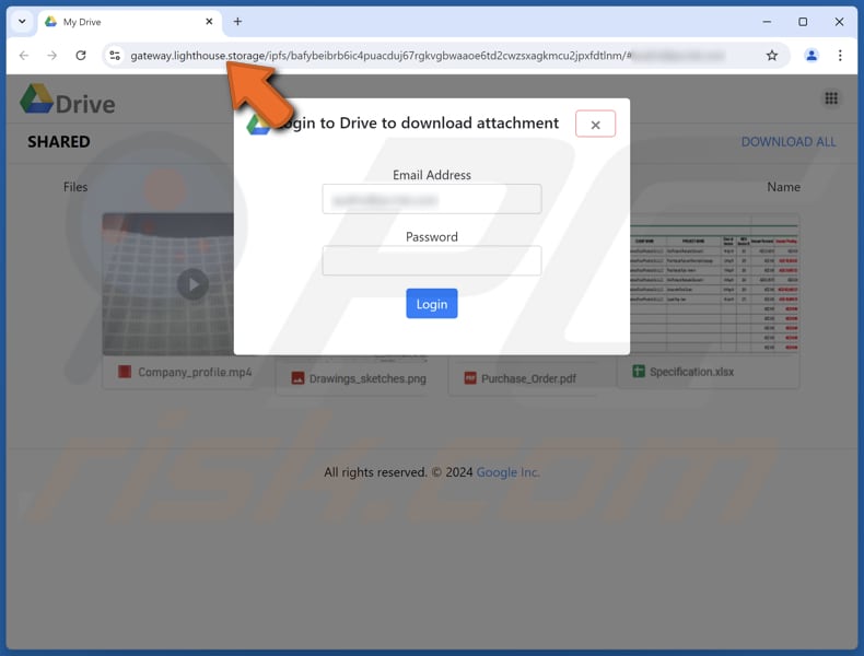 Google Drive E-Mail Betrug Phishing Seite