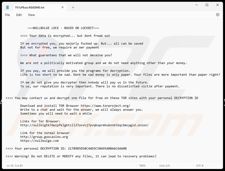 NullBulge ransomware Textdatei ([Erweiterung].README.txt)