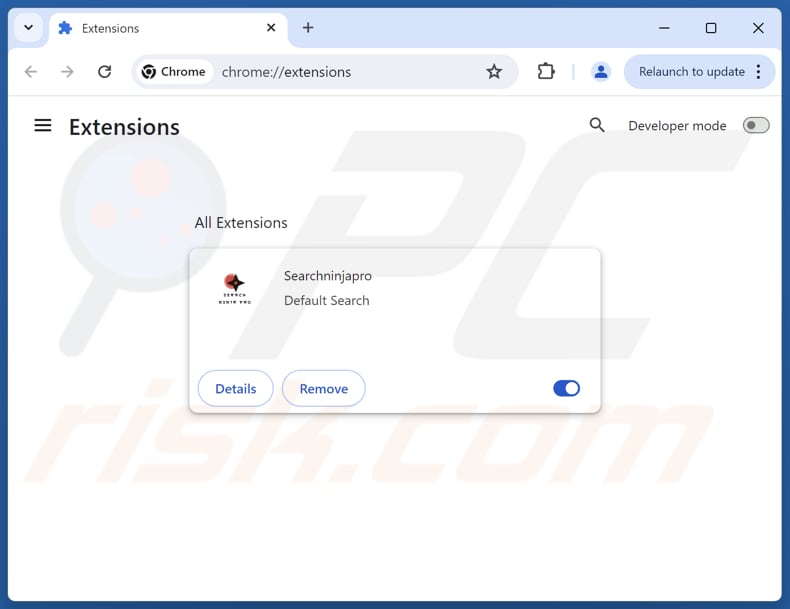 Entfernen von searchninjapro.com-bezogenen Google Chrome-Erweiterungen