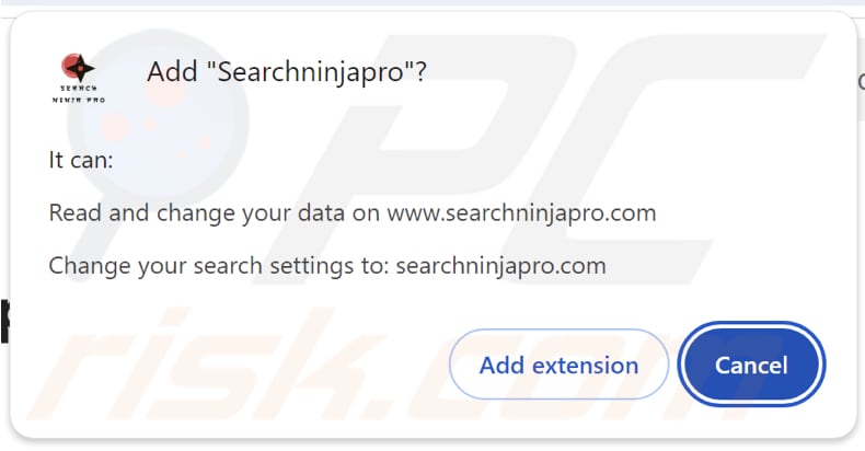 Der Searchninjapro-Browser-Hijacker bittet um Erlaubnis