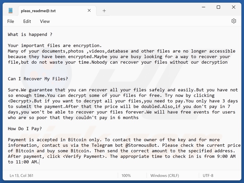 StormCry (Stormous) ransomware Textdatei (pleas_readme@.txt)