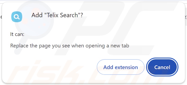 Telix Search Browser-Hijacker fragt nach Berechtigungen