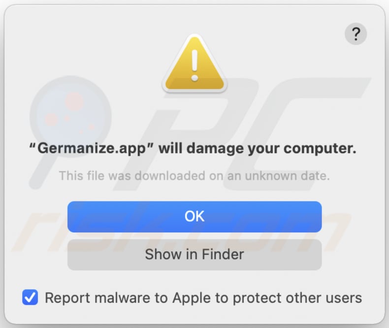 Germanize.app Adware Warnung