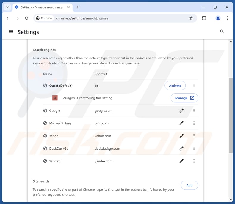 Entfernen von finditfasts.com aus der Standardsuchmaschine von Google Chrome