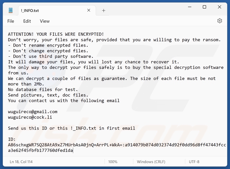 Bixi ransomware Lösegeldforderung (!_INFO.txt)