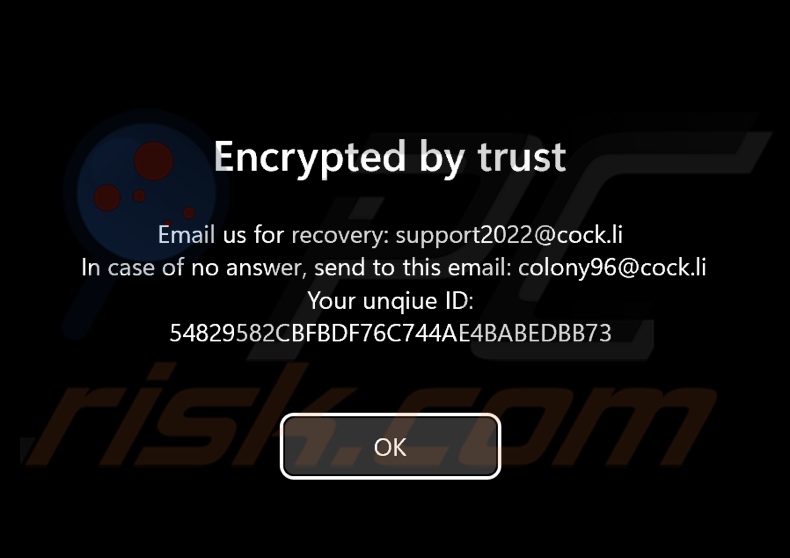 Colony ransomware Vor-Login-Bildschirm