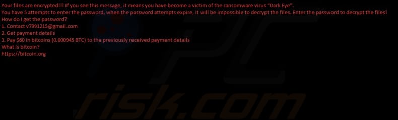 Dark Eye ransomware Hintergrundbild