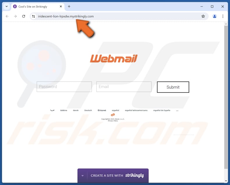 Email Server Betrugs Phishing Website