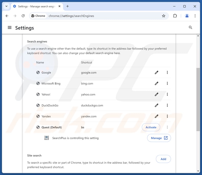 Entfernen von findflarex.com aus der Standardsuchmaschine von Google Chrome