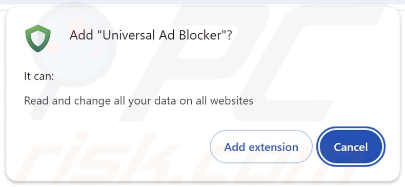 Universal Ad Blocker verschiedene Erlaubnisse beantragen