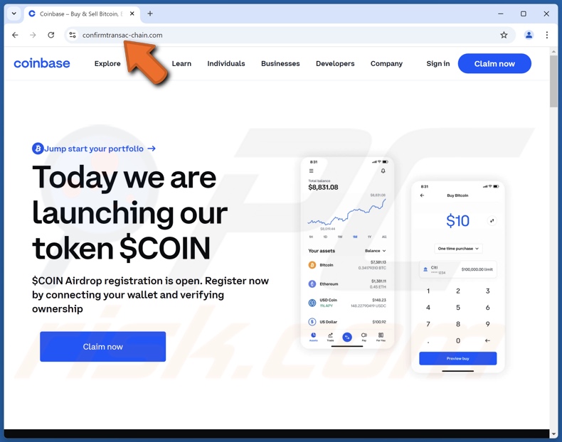 Coinbase ($COIN) Airdrop Betrug