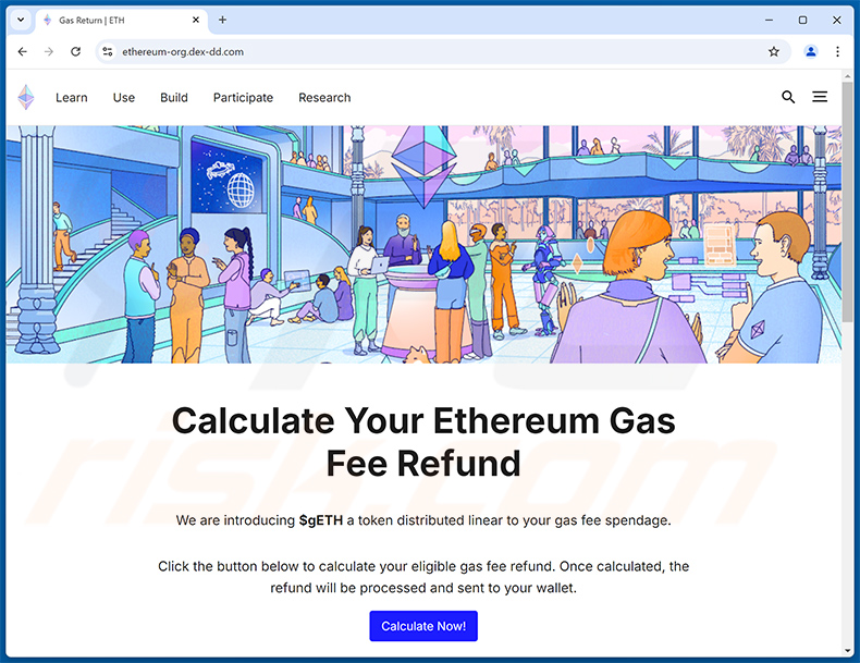 Ethereum Gas Fee Refunds Website zur Entwässerung (ethereum-org.dex-dd[.]com)