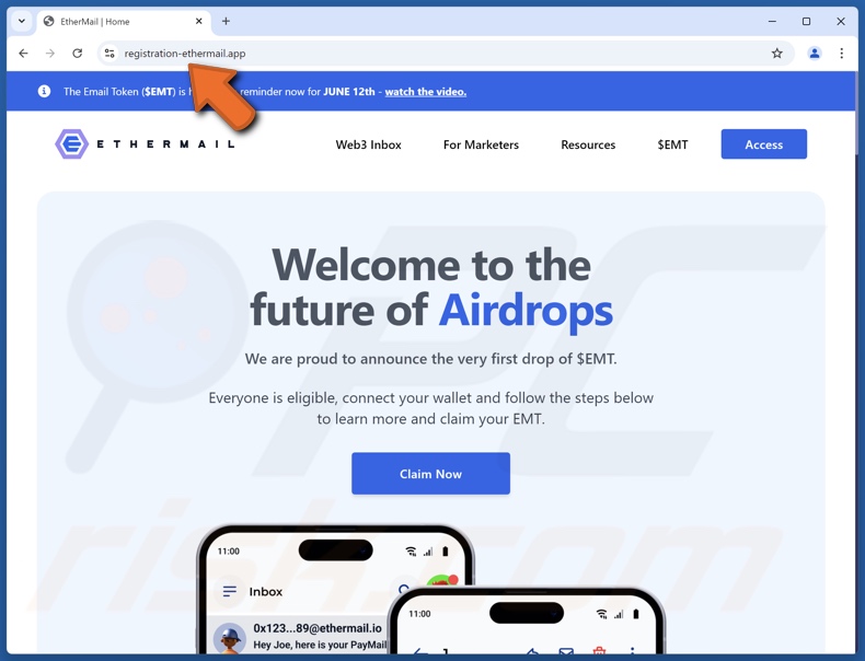 EtherMail ($EMT) Airdrop Betrug