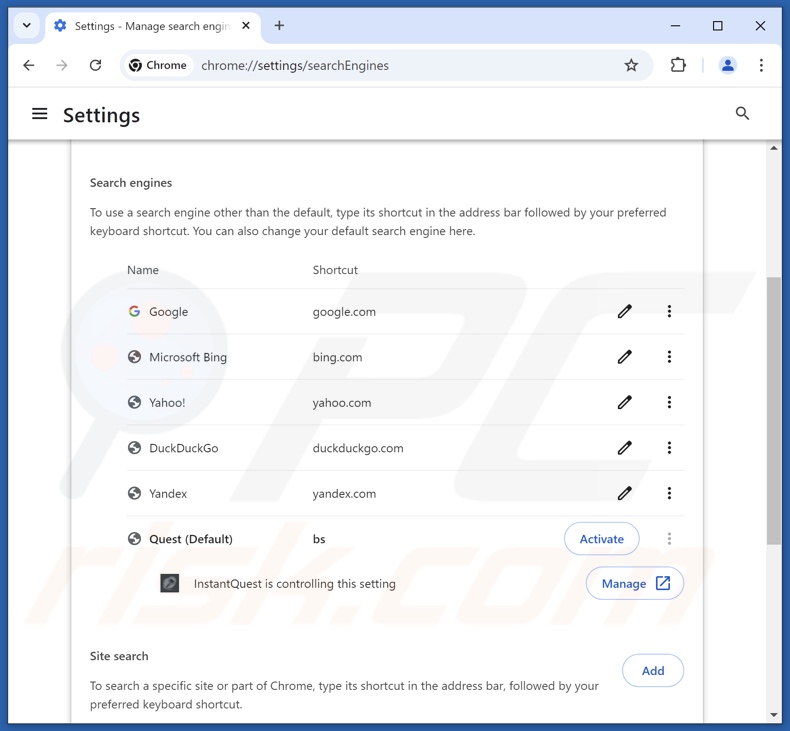 Entfernen von finditfasts.com aus der Standardsuchmaschine von Google Chrome