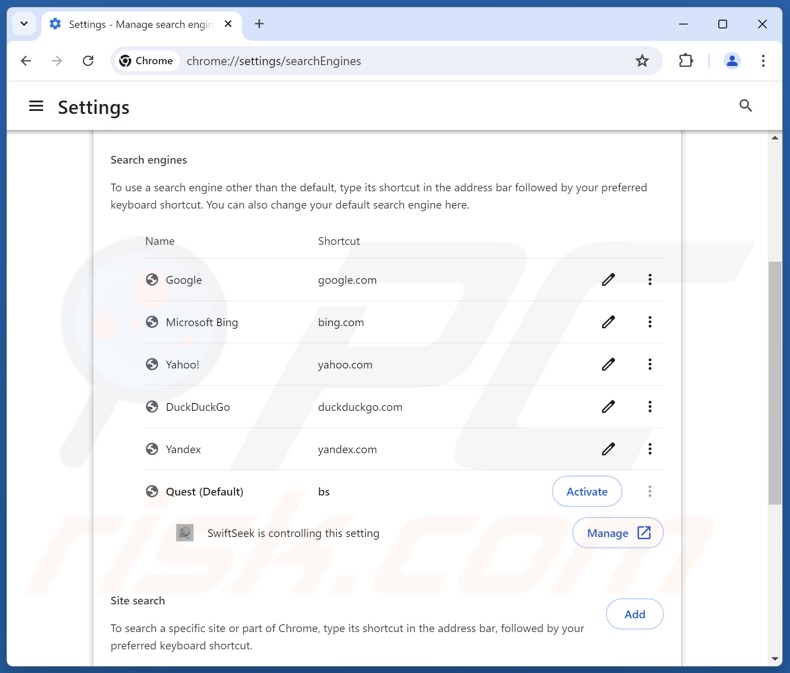 Entfernen von finditfasts.com aus der Standardsuchmaschine von Google Chrome