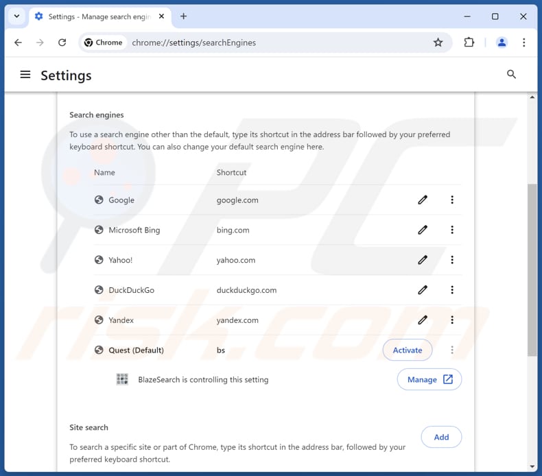 Entfernen von guardflares.com aus der Standardsuchmaschine von Google Chrome