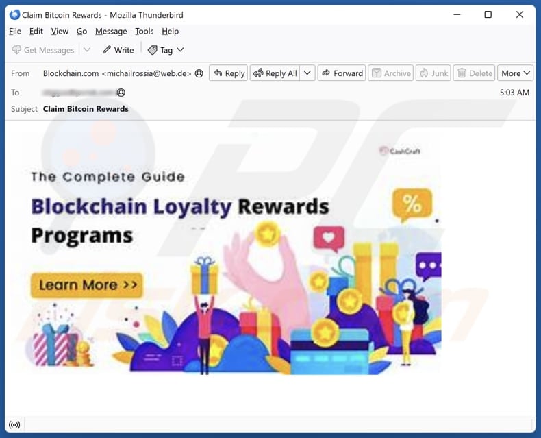 Blockchain Rewards email Betrug zweite Variante