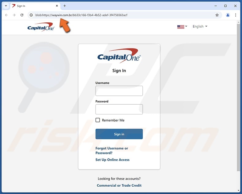 Capital One - Your Password Has Been Changed Email Betrug phishing Seite