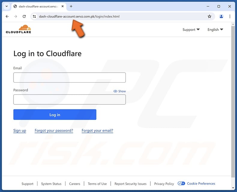 Cloudflare - Important Account Update Betrug email gefördert phishing Website