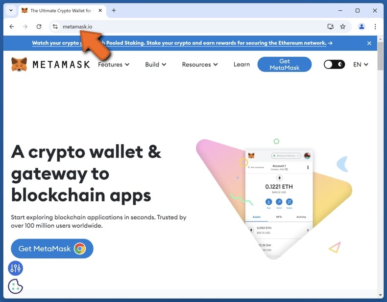 Echte MetaMask Website (metamask.io)