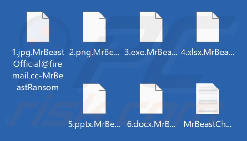 Von MrBeast ransomware verschlüsselte Dateien (.MrBeastOfficial@firemail.cc-MrBeastRansom extension)