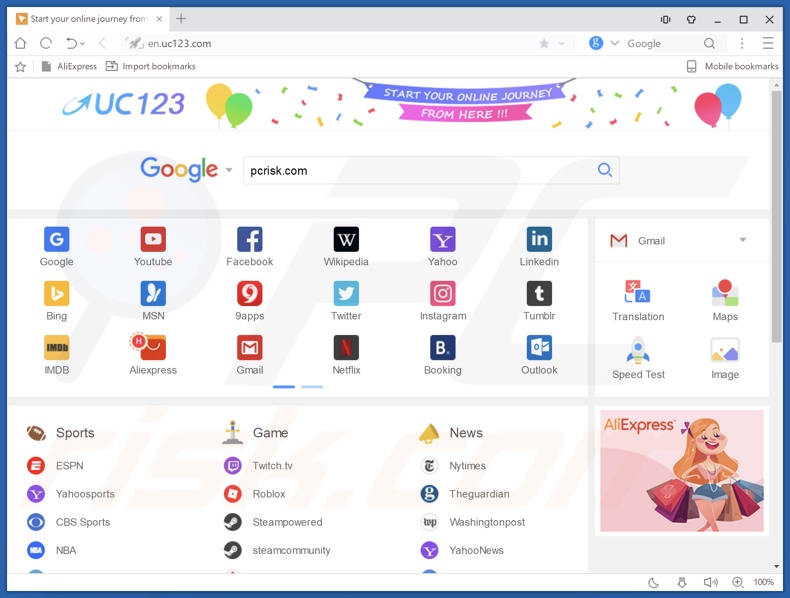 UC Browser PUA Installationsumleitung (uc123.com)