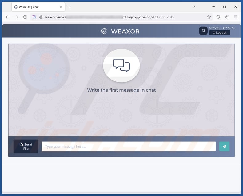 Weaxor ransomware chat website