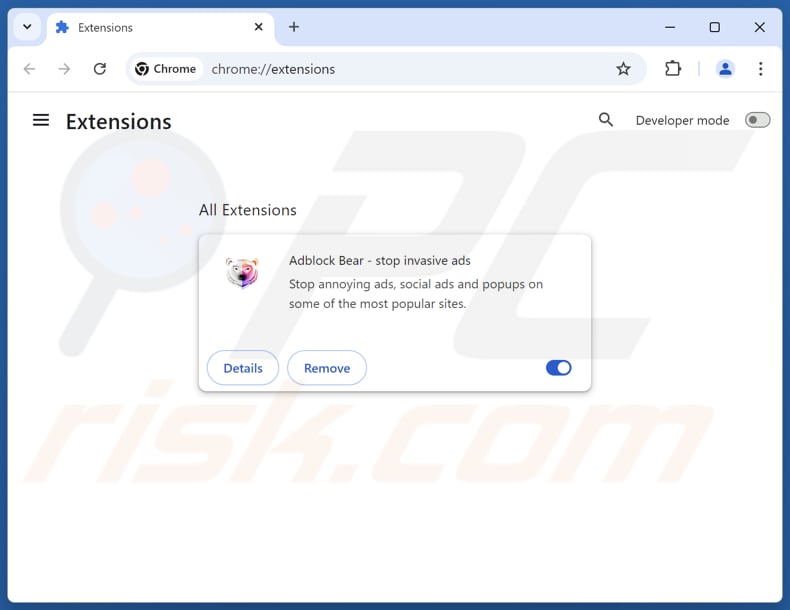 Entfernen von Adblock Bear - Stoppen Sie invasive Anzeigen aus Google Chrome Schritt 2