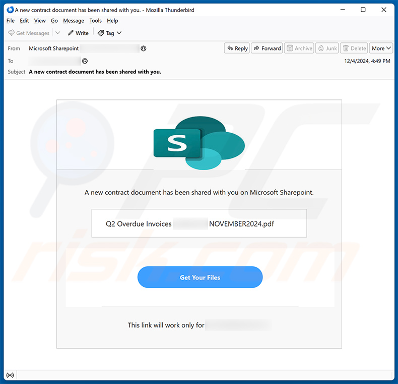 Ein neues Vertragsdokument wurde für Sie auf Microsoft Sharepoint freigegeben