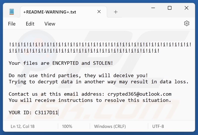 Revive ransomware Lösegeldforderung (+README-WARNING+.txt)