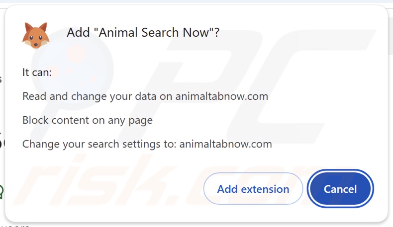 Animal Search Now browser hijacker Bitte um Erlaubnis