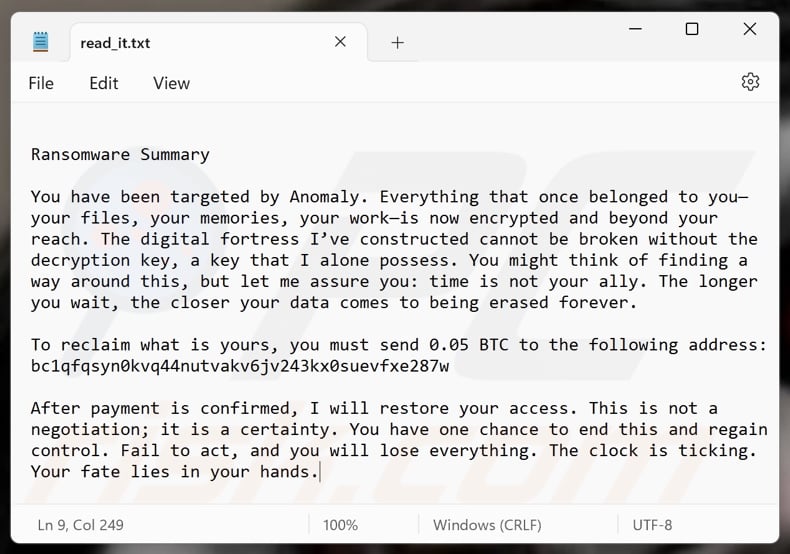 Anomaly ransomware Lösegeldforderung (read_it.txt)