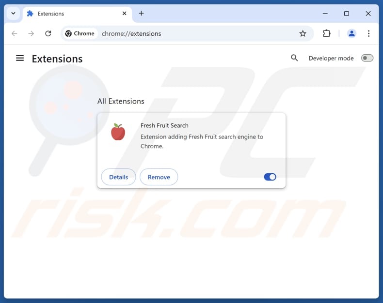 Entfernen von freshfruittab.com-bezogenen Google Chrome-Erweiterungen