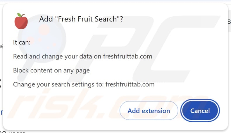 Fresh Fruit Search browser hijacker Bitte um Erlaubnis