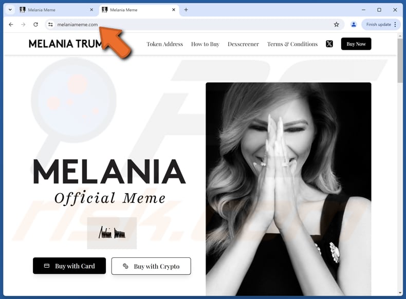 Melania Trump Meme Coin Betrug echte Website melaniameme.com