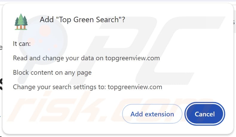 Top Green Search browser hijacker Bitte um Erlaubnis