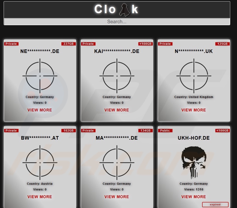 Cloak ransomware datenklauende Website
