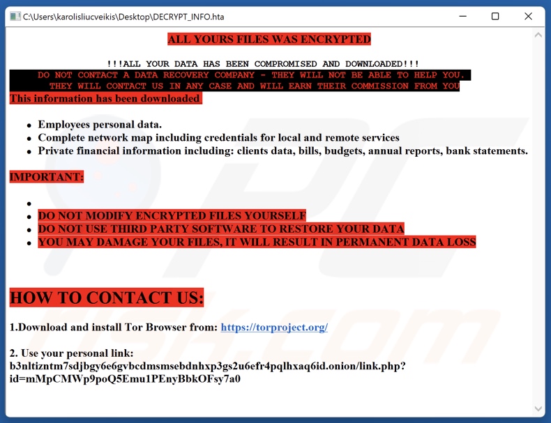 CmbLabs ransomware Lösegeldforderung (DECRYPT_INFO.hta)