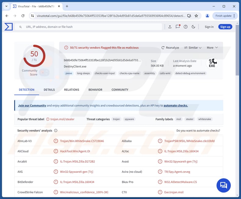 Destiny Stealer malware