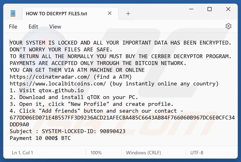 Hunters ransomware Textdatei (HOW TO DECRYPT FILES.txt)