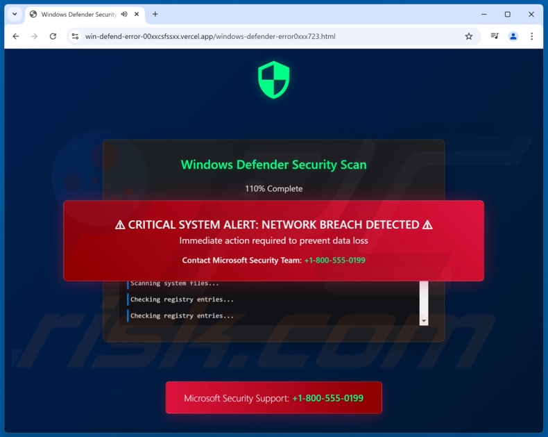 Windows Defender Security Scan Betrug