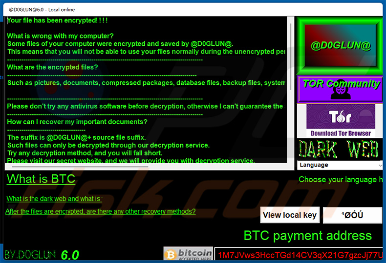 D0glun ransomware pop-up Fenster (2025-03-12)