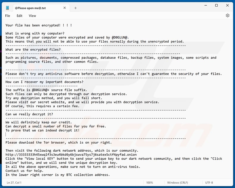 D0glun ransomware Textdatei - @Please open me@.txt