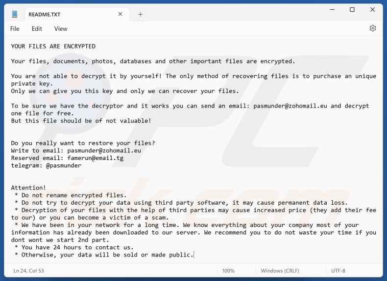 Hush ransomware Textdatei (README.TXT)