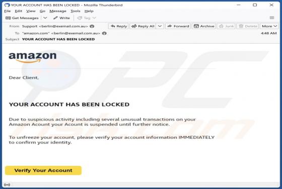 Amazon - Your Account Has Been Locked E-Mail-Betrug