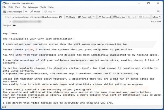 I Compromised Your Operating System E-Mail-Betrug