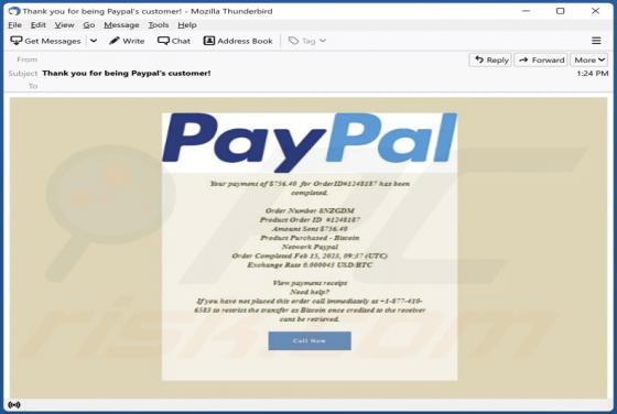 PayPal - Order Has Been Completed E-Mail-Betrug